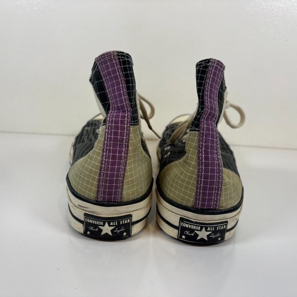 Converse Chuck Taylor Shoes Mens Size 11.5 Quad Ripstop High Top Black Beige - Picture 4 of 8